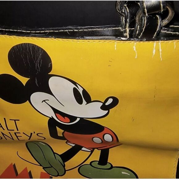 Walt Disney’s Vintage Mickey Mouse Vinyl Tote Handbag With Magnetic Snap Close - Picture 7 of 13